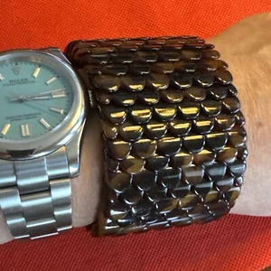 Vtg Wide French Lucite Brown Tones Bracelet 2” Wide Adjustable Rare! - Picture 1 of 16