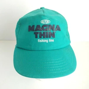 Vintage Magna Thin Fishing Line Dupont Hat Cap Teal Green Made USA - Picture 1 of 8