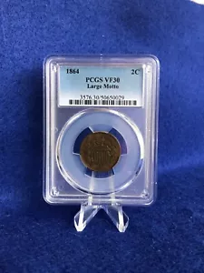 1864 2 CENT PIECE LARGE MOTTO *PCGS VF30 VERY FINE* - Picture 1 of 5