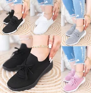 SEÑORA ZAPATILLAS PLANAS CON CORDONES FITNESS CLÁSICAS PARA CORRER ZAPATOS DE SALÓN ENTRENADORES - Imagen 1 de 31