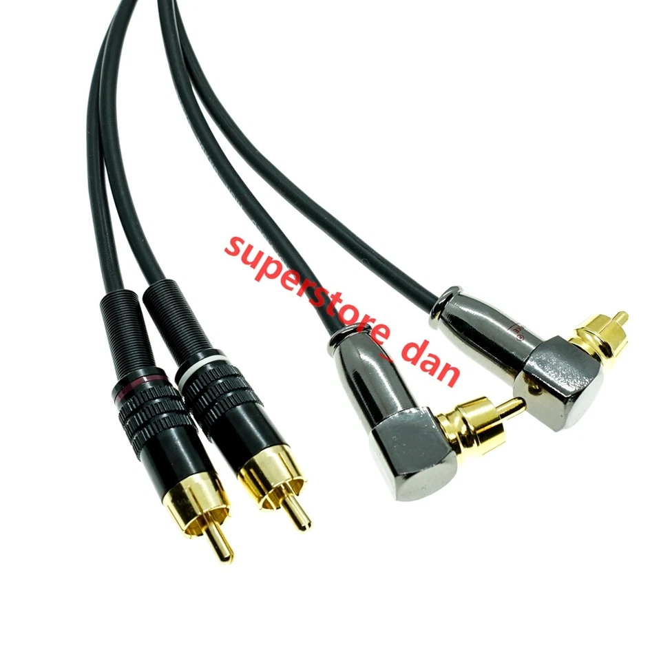  2RCA Male to 2RCA Male Right Angle Stereo Audio Cable Home Theater Golden - Image 1 of 1