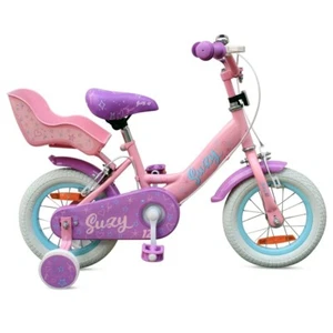 12 Inch Bike With Stabiliser Mudguard Steel Frame Suzy Pink Kids Bicycle Girls - Picture 1 of 8