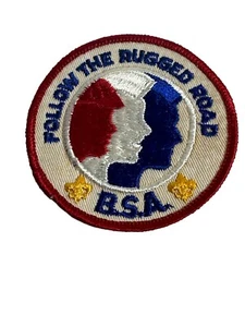 BSA Follow The Rugged Road Patch Red Boarder Vintage Boy Scouts of America - Bild 1 von 10