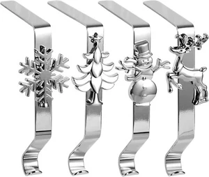 4 Christmas Stocking Holders for Mantle Fireplace Stocking Hangers - Picture 1 of 7