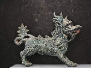 Fantastic Antique Chinese Hand-Crafted Bronze Qi Lin Dragon Statue - Picture 1 of 11