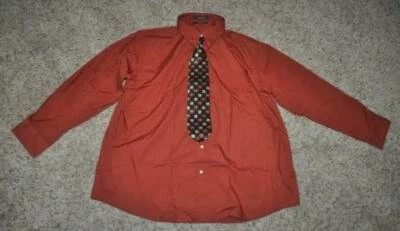Conjunto de camisa de vestir para hombre Croft & Barrow roja manga larga y corbata de seda-talla 18,5-19 34/35 Foto 1 de 4