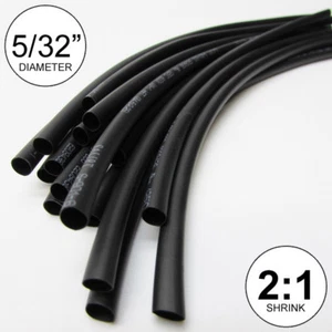 5/32 Zoll ID schwarz Wärmeschrumpfrohr 2:1 Verhältnis Polyolefin (25 Fuß) Zoll/Fuß/bis 4 mm - Bild 1 von 4