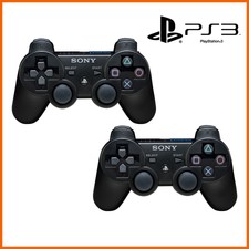 NEW 2 X Sony Playstation 3 PS3 Dualshock Wireless Black Controllers
