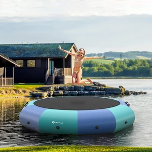 Inflatable Water Trampoline, 10FT/12FT/15FT Recreational Water Bouncer W/Electri - Picture 1 of 12