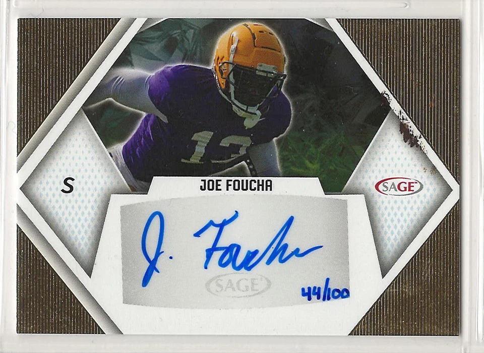 Joe Foucha 2023 Sage Low series Gold Autograph LSU #d 44/100 Bills - Image 1 of 1