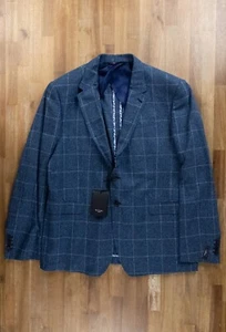 PAUL SMITH The Byard blue windowpane silk sportcoat 44 US / 54 IT authentic - Picture 1 of 9