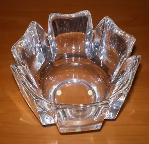 VINTAGE Orrefors Art Crystal CORONA Flower Shape Bowl Lars Hellsten Sweden 4.5" - Picture 1 of 7
