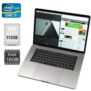 Apple MacBook Pro 14,3 A1707 15,4" i7-7820HQ TouchBar 16GB 512 SSD SpaceGrau - Bild 1 von 7