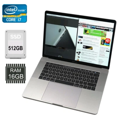 Apple MacBook Pro 14,3 A1707 15,4" i7-7820HQ TouchBar 16GB 512 SSD SpaceGrau - Bild 1 von 4
