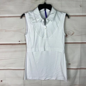Seraphine Top Womens Small White Base Layer Nursing Collar Sleeveless 1/4 Button - Picture 1 of 8