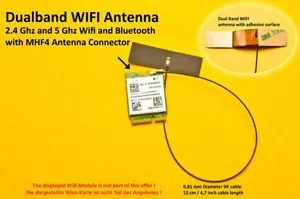 MHF4 Laptop/Embedded Dualband Antenna Antenne WIFI WLAN Bluetooth NGFF/M.2 12cm - Picture 1 of 1