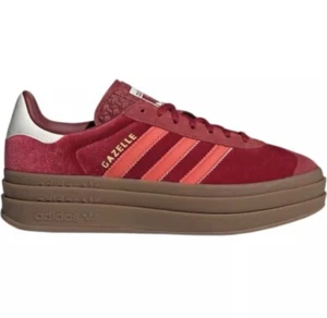 Adidas Gazelle Bold Lace Up Bright Red Velvet Low Top Sneaker (IG4388) W US 10 - Picture 1 of 5