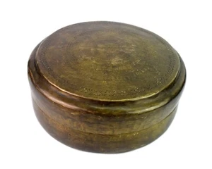 Old Hand Engraved Floral Design Work Brass Big Size Chapati Storage Box G66-1072 - Bild 1 von 8