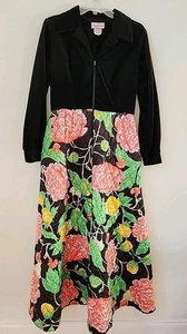 VTG 70s Maxi Dress Quilted Skirt Bottom W Pockets Evelyn Pearson Zip Front Retro - Picture 1 of 14