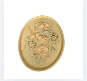 Atlantic Mold VINTAGE 1989 Ceramic Oval Muted Floral Wall Decor, Plaque Cottage - Picture 1 of 8