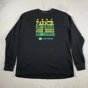 John Deere Thermal Shirt XL Farmer by Birth Long Sleeve Black Crewneck Mens - Picture 1 of 8