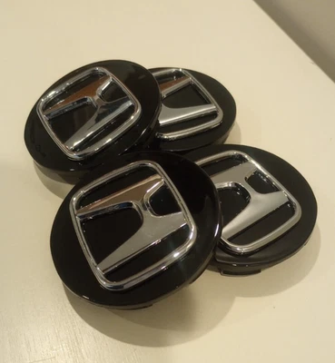 69MM 4PCS Black Fit For Honda Accord CRV Civic Wheel Rim Center Caps Chrome Logo Foto 1 de 4
