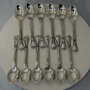 12er Set Gorham Chantilly Sterlingsilber Demitasse Löffel 4 1/8" 115 g LESEN - Bild 1 von 12