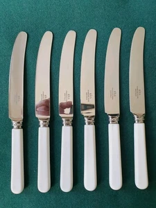 Vintage BHS Sheffield Faux Bone Handle Dessert Knife x 6 - Picture 1 of 4