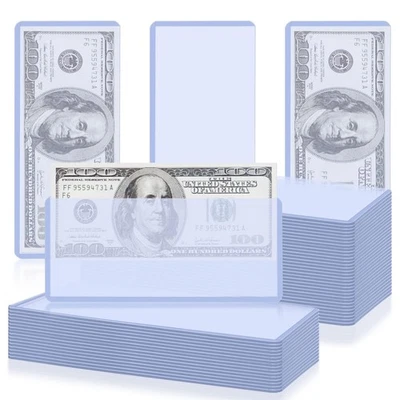 50 Pack Dollar Bill Sleeves, 6.8 x 2.9 Clear Currency Sleeve for Cash, Hard P... - Image 1 of 4