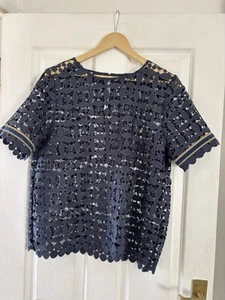 Next Blue Embroidered Top Size 18 Pre Loved - Picture 1 of 5