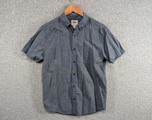 LEVI'S Men's Heather Blue Casual Short Sleeve Worker Button Down Shirt S - Picture 1 of 11