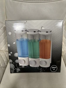 Dispenser sapone Loecuxe doccia sapone liquido dispenser parete 3x300ml bianco - Foto 1 di 4