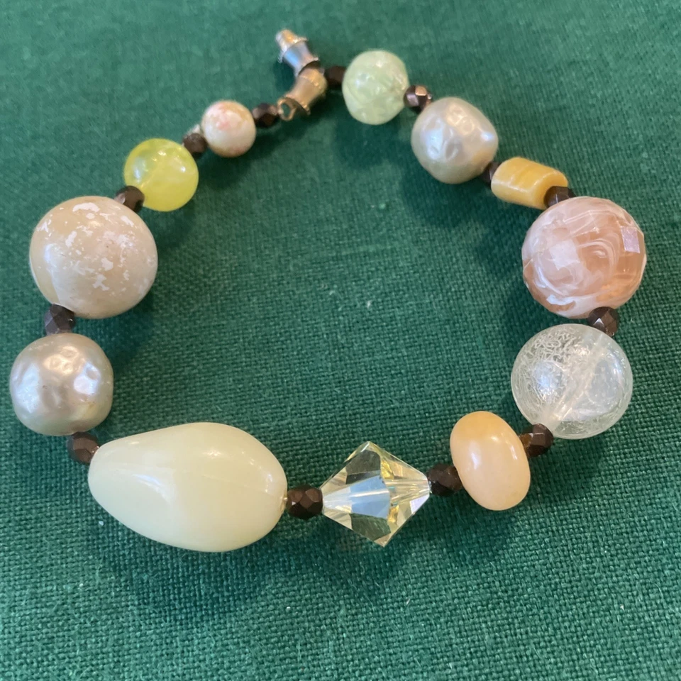 Один в своем роде винтажный браслет из бисера 8 дюймов художественное производство - Изображение 1 из 4