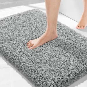 Badteppiche für Badezimmer 32x20, Pure Gray Ultra Soft und Wasserabsorbierende Badematten - Bild 1 von 11