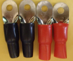 (4) Audio Power Ground Wire Ring Terminals Nickel 1/0 Ga Gauge 5/16" Connectors - Picture 1 of 1