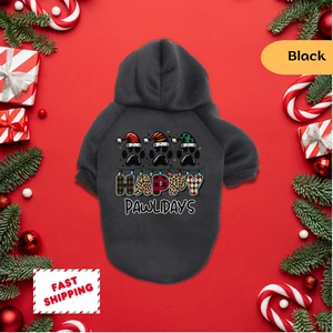 Christmas Hoodie for Dog, Small Pets, Dogs Luxury Clothes, Happy Pawlidays, Gift - Picture 1 of 6
