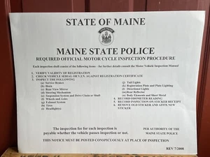 MOTORCYCLE Maine Inspection Station Procedures Sign Gas Station Man Cave - Picture 1 of 8