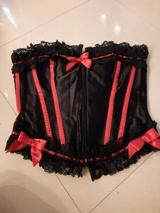 Corset Bustier Sz Large Front Zip Back Laced Red Black Sexy Risque Leg Avenue - Picture 1 of 6