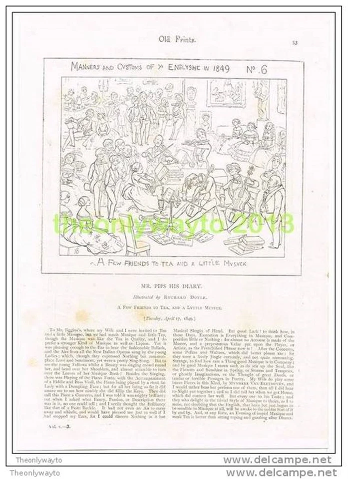 A FEW FRIENDS TO TEA (MR PIPS AND HIS DIARY), Book Illustration c1895 - Изображение 1 из 1