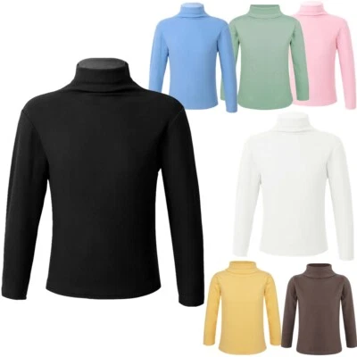 INHZOY Kinder Mädchen Jungen Langarmshirt Rollkragen Pullover Shirt Thermo-Unterwäsche
