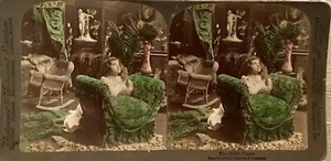Tinted Stereoview, A Child’s Prayer, Underwood And Underwood, 1903 - Picture 1 of 3