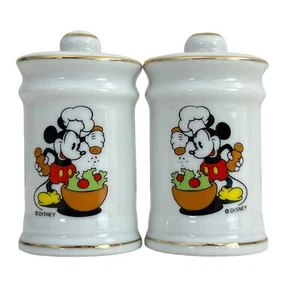 Saleros y pimienta vintage de Disney Mickey Mouse con borde dorado - Imagen 1 de 6