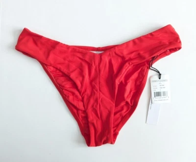 Parte inferior de bikini Robin Piccone Ava pierna alta, rojo ardiente, mediana para mujer Foto 1 de 3