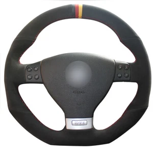 Black Suede Car Steering Wheel Cover for Volkswagen Golf 5 Mk5 GTI VW Golf 5 R32 - Picture 1 of 7