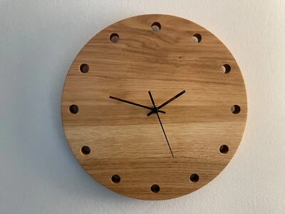 Wanduhr Holz Eiche rund handgefertigt - Bild 1 von 4