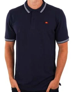 Ellesse Men's Rooks Tipped Polo Shirt Navy / White - Short Sleeve, Cotton Pique - Picture 1 of 3