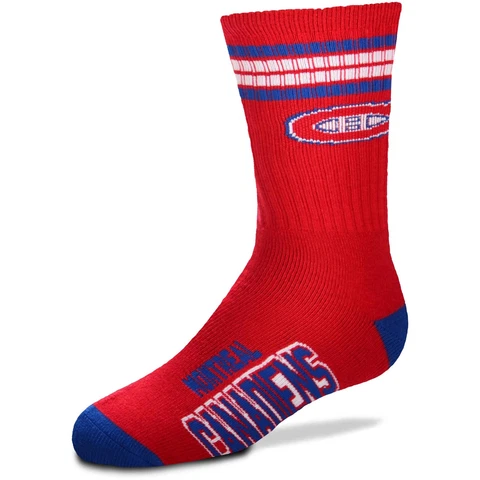 Youth For Bare Feet Montreal Canadiens 4-Stripe Deuce Quarter-Length Socks Cover