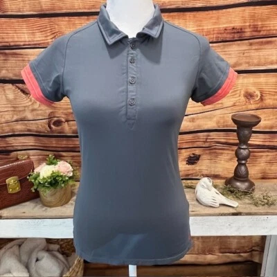 K Swiss Womens Dark Gray/Coral Classic Logo Polo Size XS - Image 1 of 4