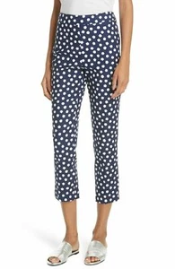 Kate Spade Blue White Cloud Dot Jacquard Floral Textured Crop Pants SZ 0 NEW - Picture 1 of 7