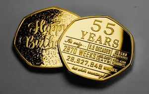 Gedenkmünze 55. Geburtstag 24 kt Gold. Geschenk/Präsent. 55 Jahre "Wer zählt!" - Bild 1 von 8